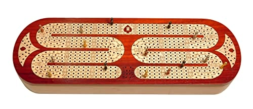 Continuous 4 Track Cribbage Board - Blood Wood Maple Wood