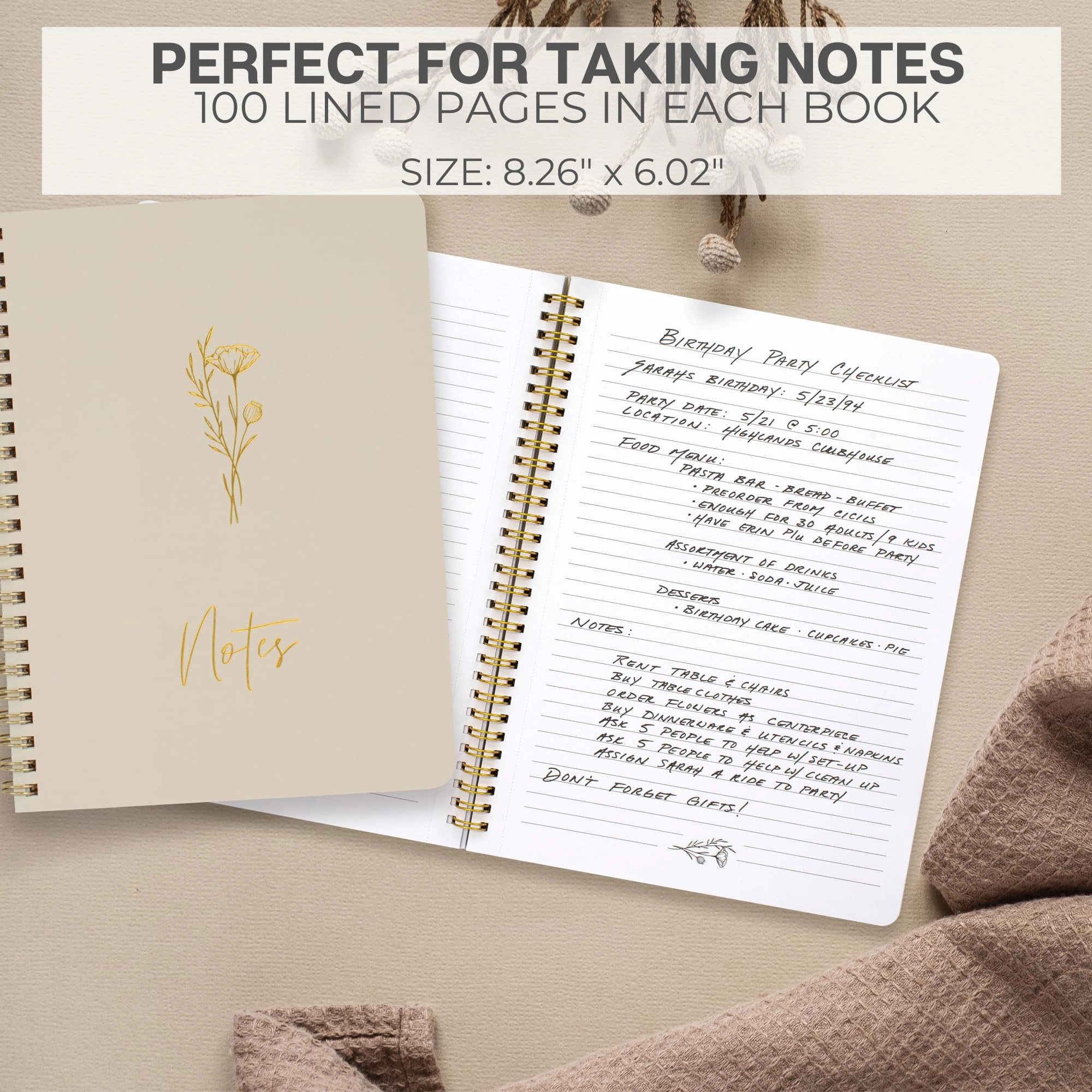 Aesthetic Spiral Notebook Large Spiral - Lined 100 Pages