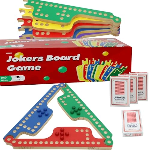 Jokers and Marbles - 8 Solid Wood Boards 40 Marbles 4 Decks of Cards