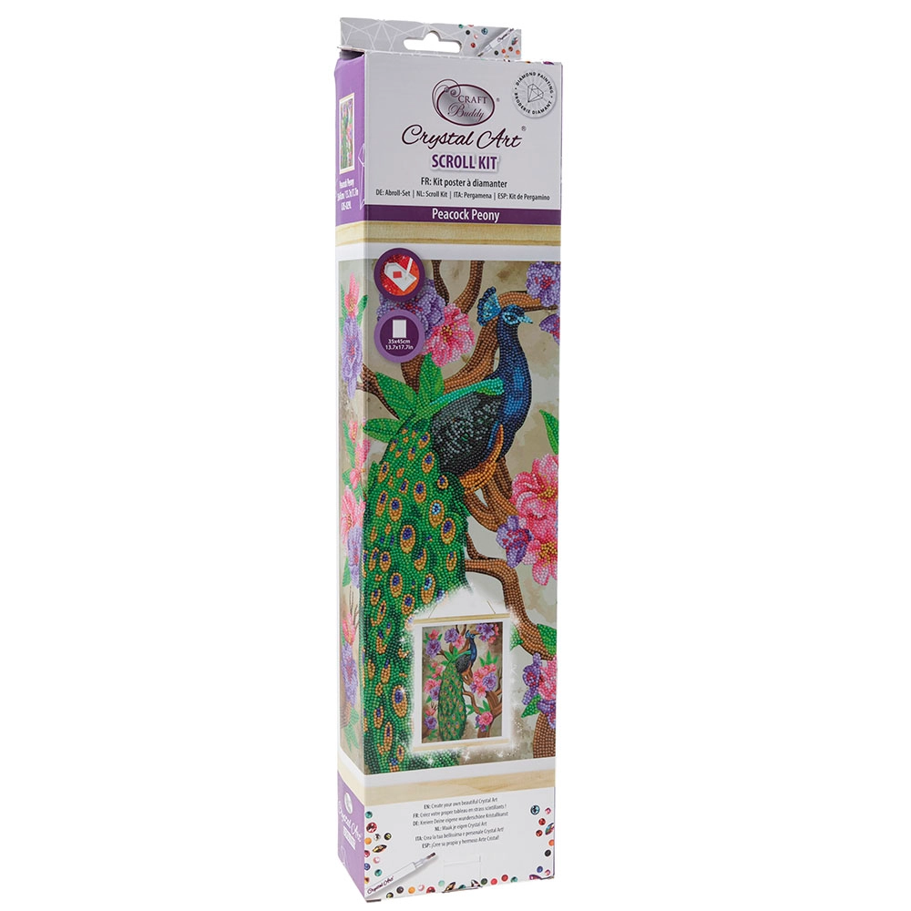 CRAFT Buddy Crystal Art Scroll - Peacock Peony