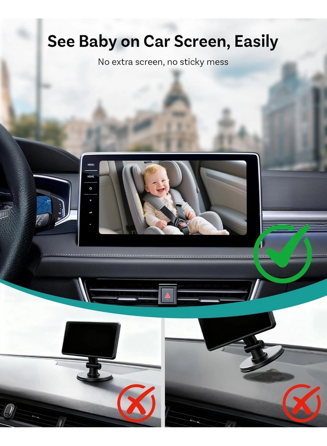 Cabin Care CarPlay Adapter - USB-A Plug & Play + Mini Rear Seat Camera - 1080P
