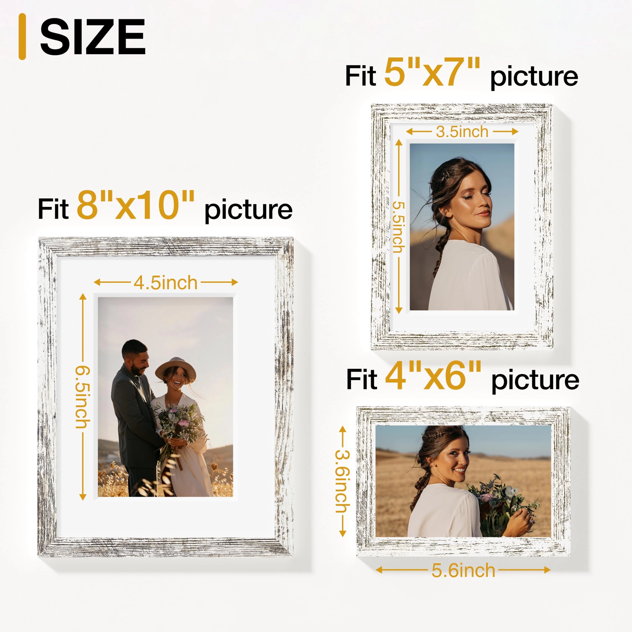 Picture Frames Set - 10 Pack Rustic Grey