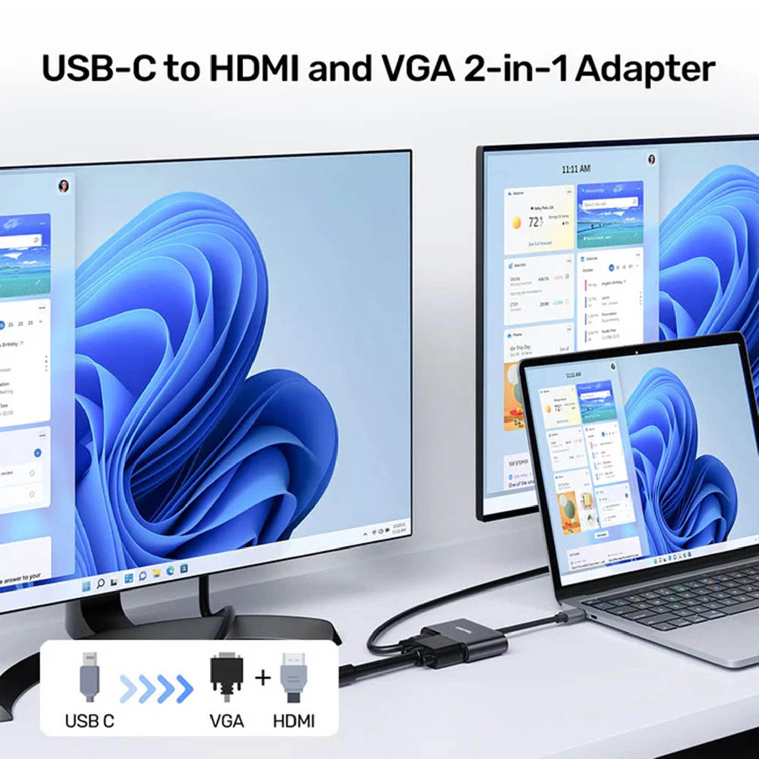 USB-C To HDMI And VGA Adapter - USB-C 4K@30Hz