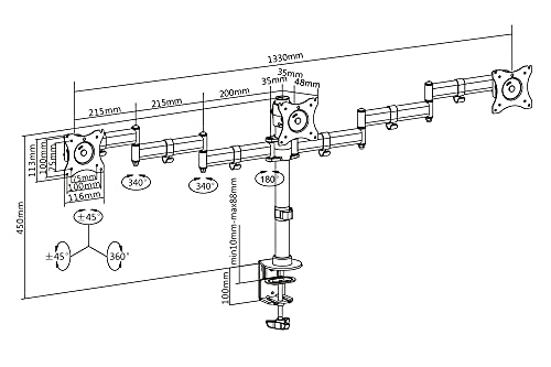 Tischhalterung - 3 27 Inches 75 x 75 and 100 x 100 mm