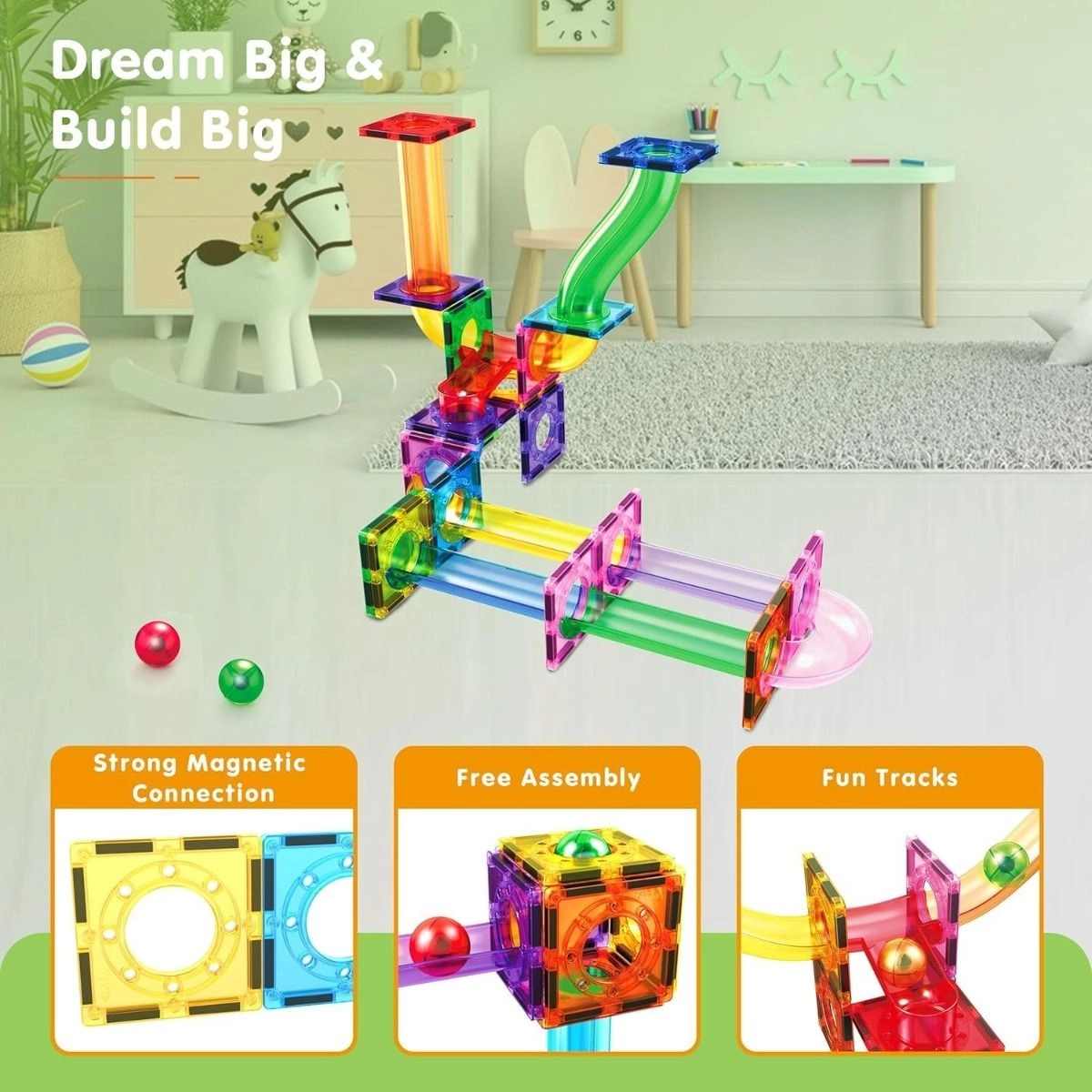 Magnetic Marble Run (ALGT-PTG40) - Multi Colour