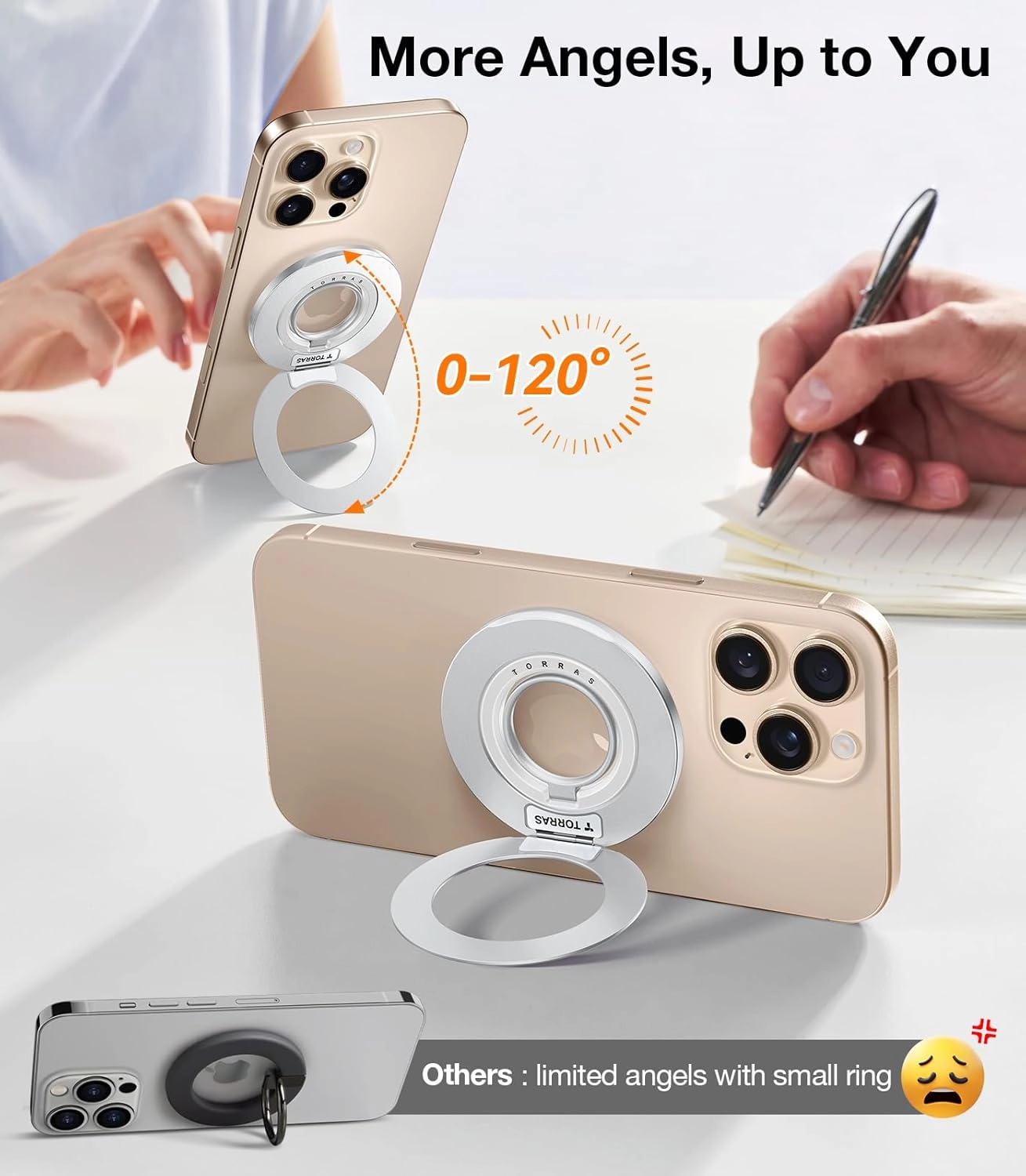 Thin Fit for MagSafe Phone Grip Ring Holder - Dual-Ring 360° Rotatable