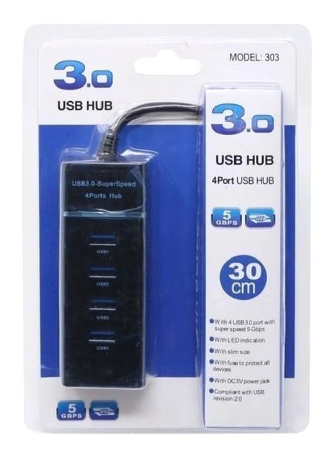 USB 3.0 Super Speed Hub - 4-Port Black