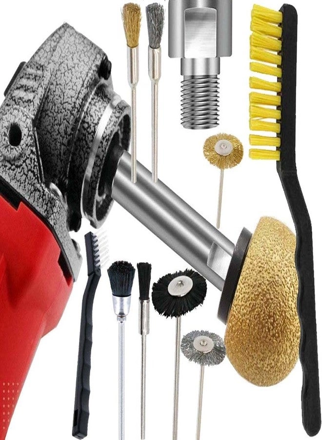 Extension Shaft - 4"inch + M14 Extension Shaft + Brass Nylon Bristle Brush - 12 Pieces + Polishing Pads + Backing