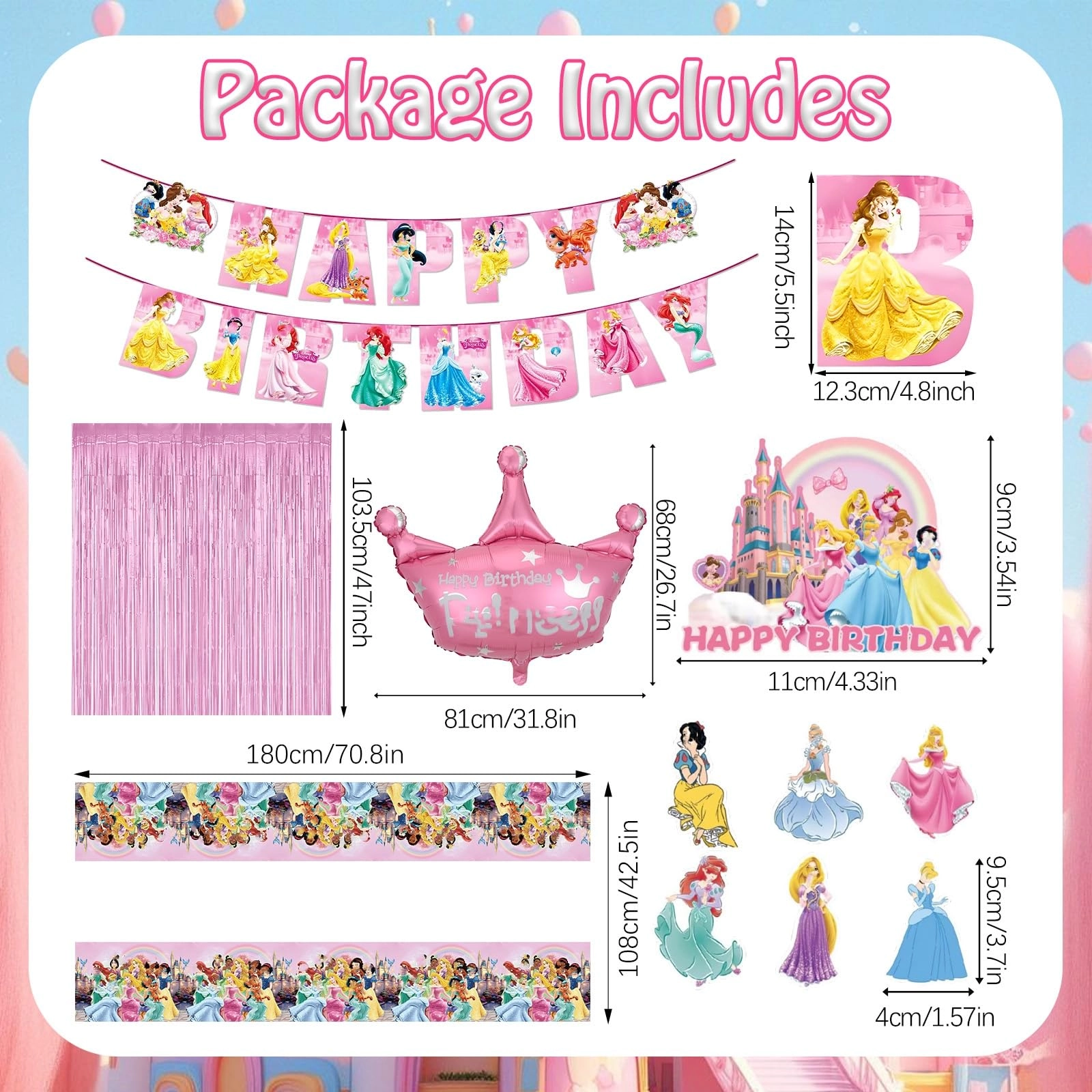 Princess Party Decorations - 54pcs Birthday