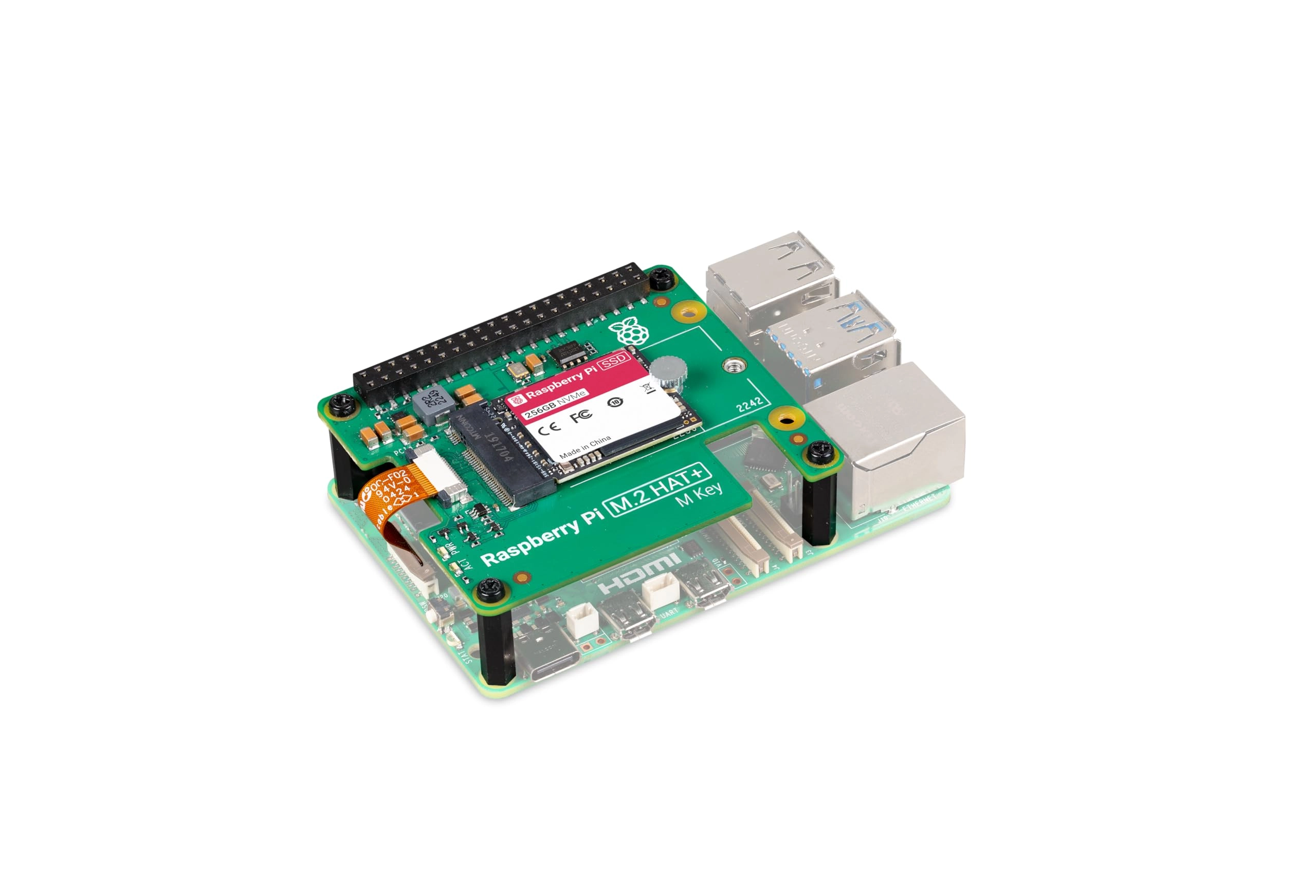 Raspberry Pi M.2 HAT+ + NVMe SSD - 512GB M.2