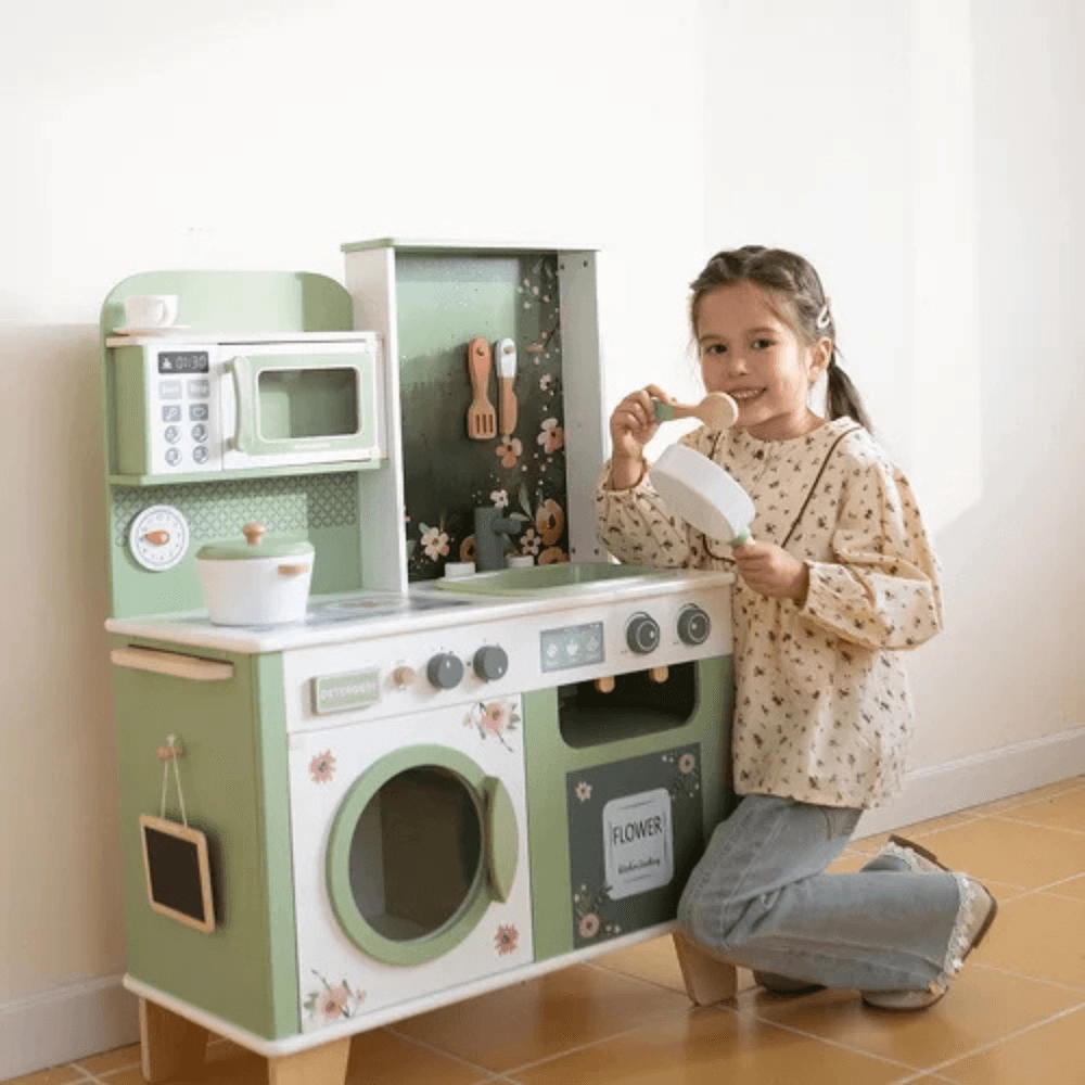 Kids Wooden Kitchen Pretend Play Set - 10 pcs+ (5551007-FN24032)