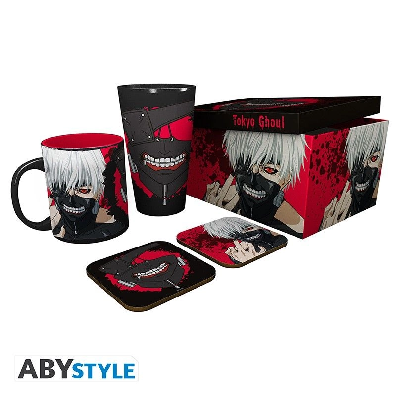 ABYstyle TOKYO GHOUL Glass - XXL + TOKYO GHOUL Mug - full colour + TOKYO GHOUL Coaster Ken - 2 pcs