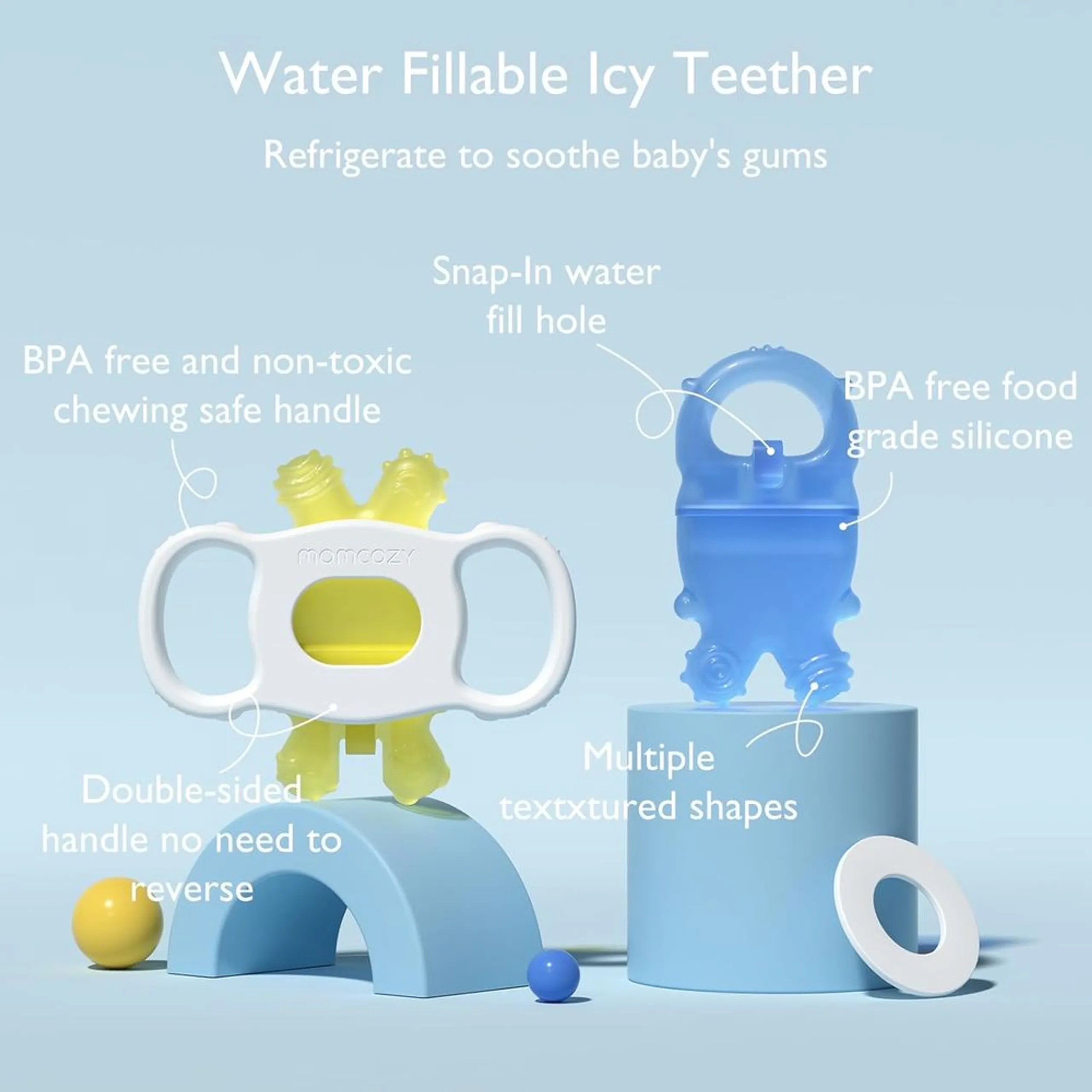 Water-Fillable Icy Teethers - BPA-free silicone