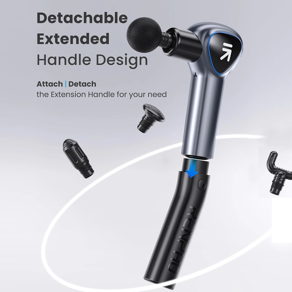 Reach Massage Gun - 5 Speed 4 Heads Detachable Handle