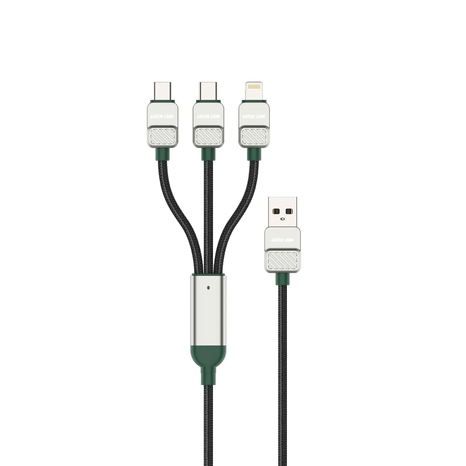 GREEN LION 3-in-1 Cable 60W USB-A to USB-C 1.2m Braided