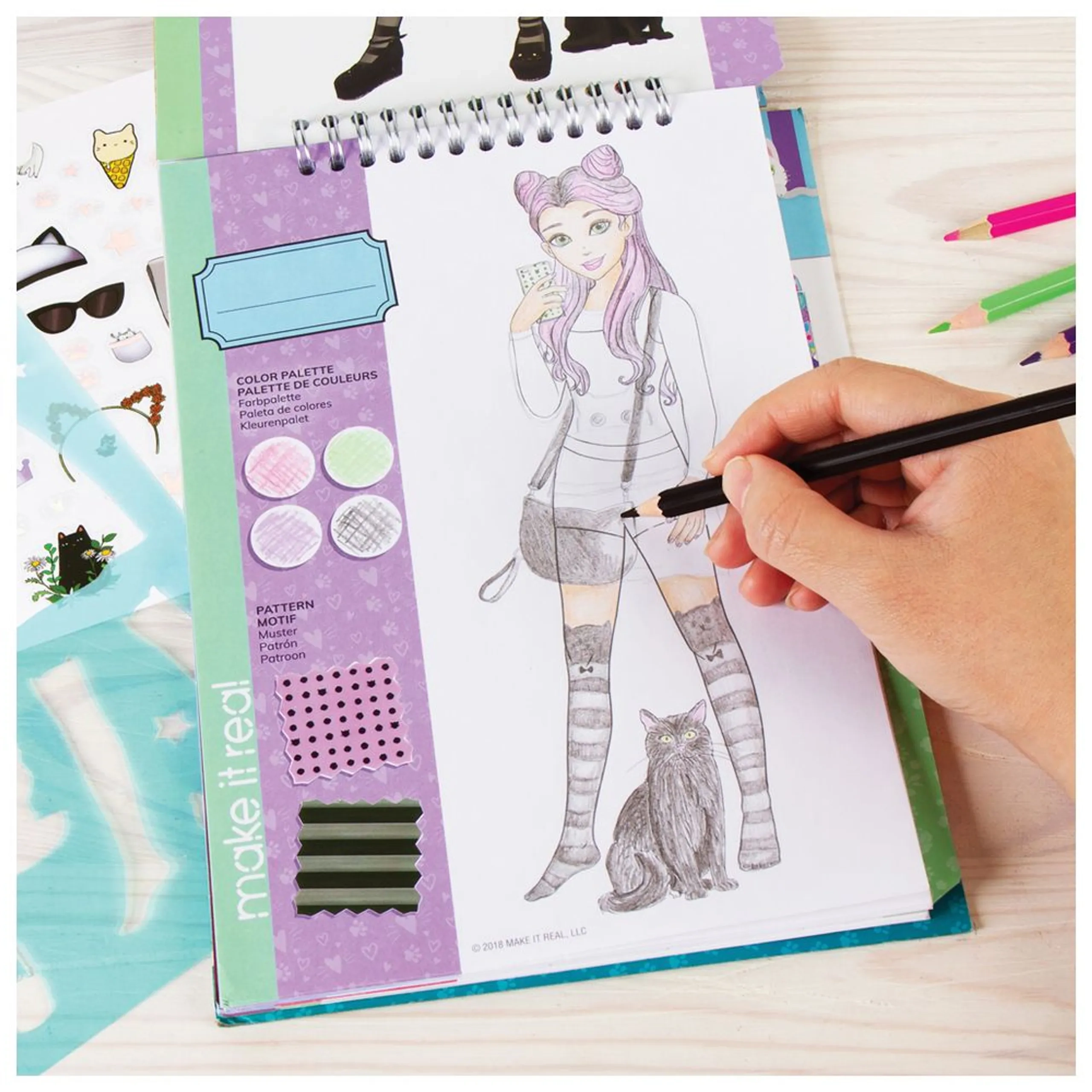 Pretty Kitty Fashion Design Sketchbook Kit - 6+ years