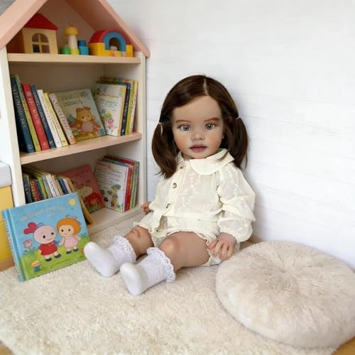 Pippa Reborn Baby Doll - 26 inch Cotton Vinyl Hand-rooted Curly Hair Ages 3+