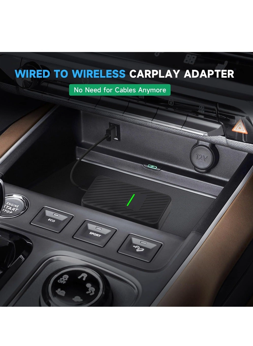 Wireless Carplay Adapter & Android Auto Adapter - 2 in-1 Plug & Play Bluetooth