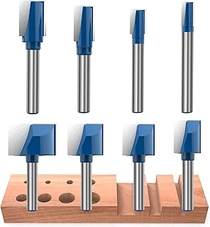 ROOCBIT Cleaning Bottom Router Bit Set - 1/4, 5/16, 3/8, 1/2, 5/8, 3/4, 7/8, 1 Inch 1/4 Inch Shank 8 Pcs