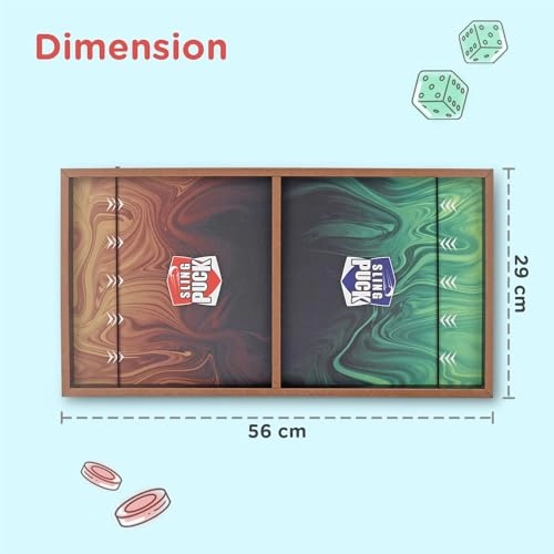 3-in-1 Wooden Board Game - Sling Puck Ludo Snakes & Ladders