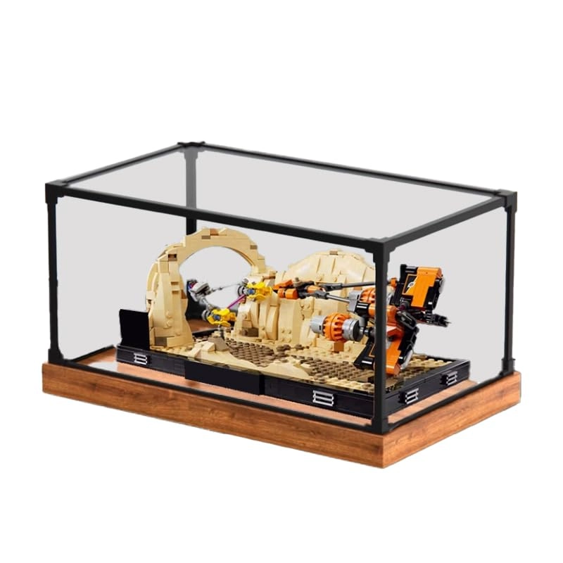 HCAEIOFJ Clear Acrylic Display Case - 13.77x9.84x5.90in. Wood Bottom+alloy Edge