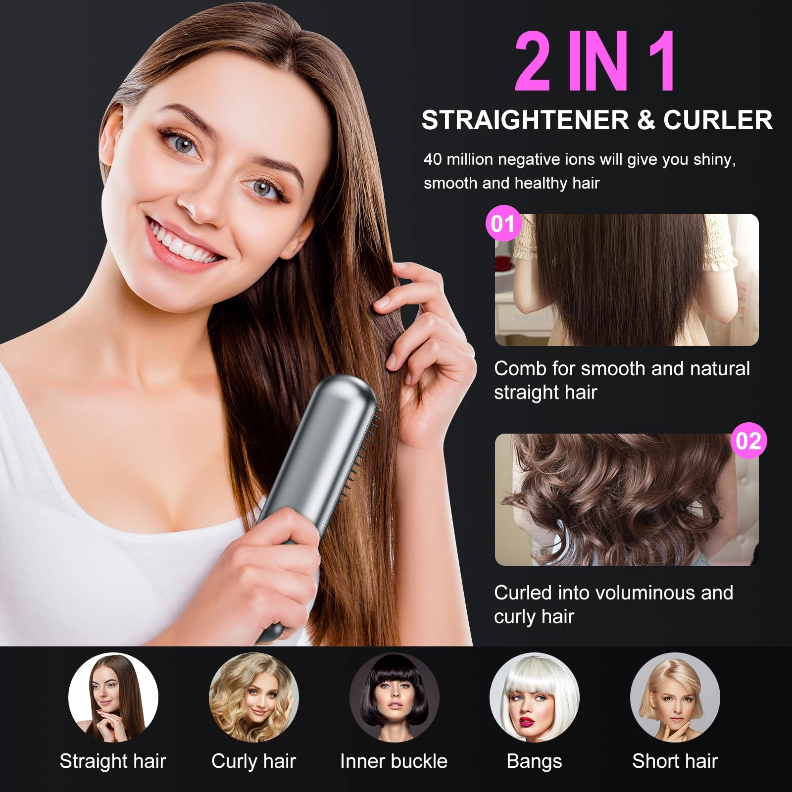 Cordless Hair Straightener Brush