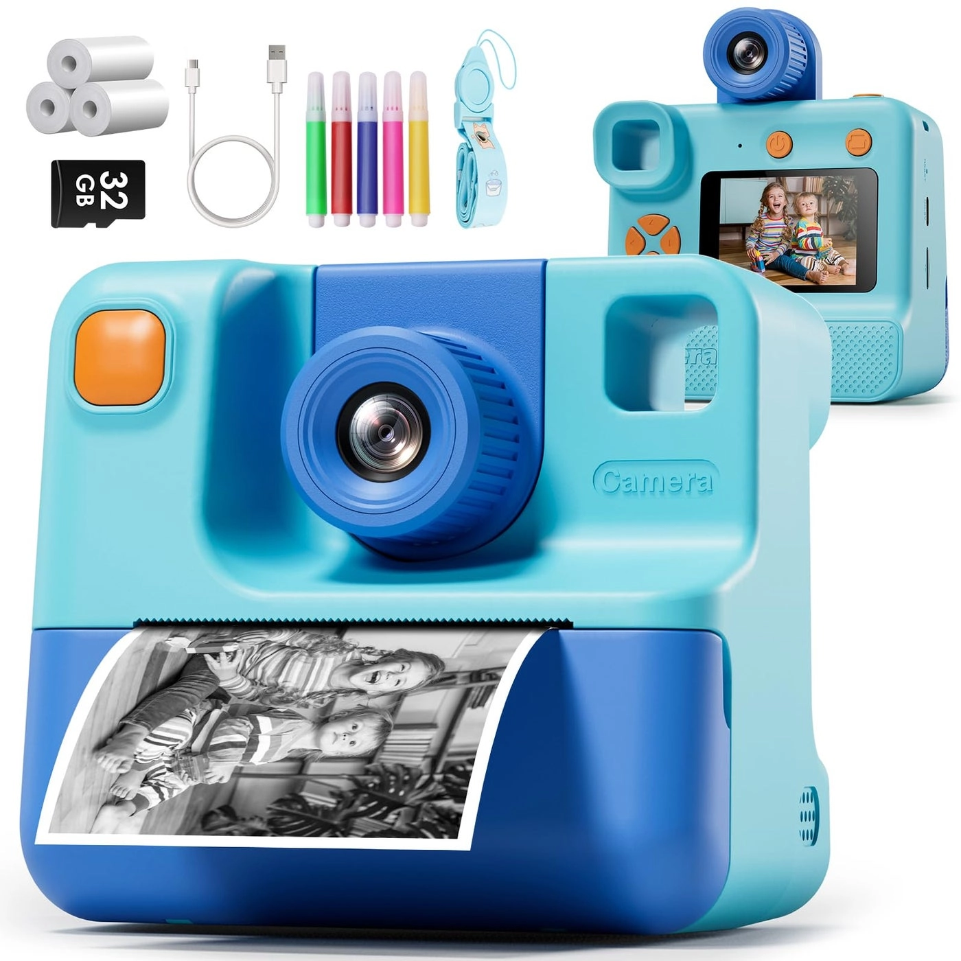 GREENKINDER Kids Instant Print Camera - 1080P 32GB