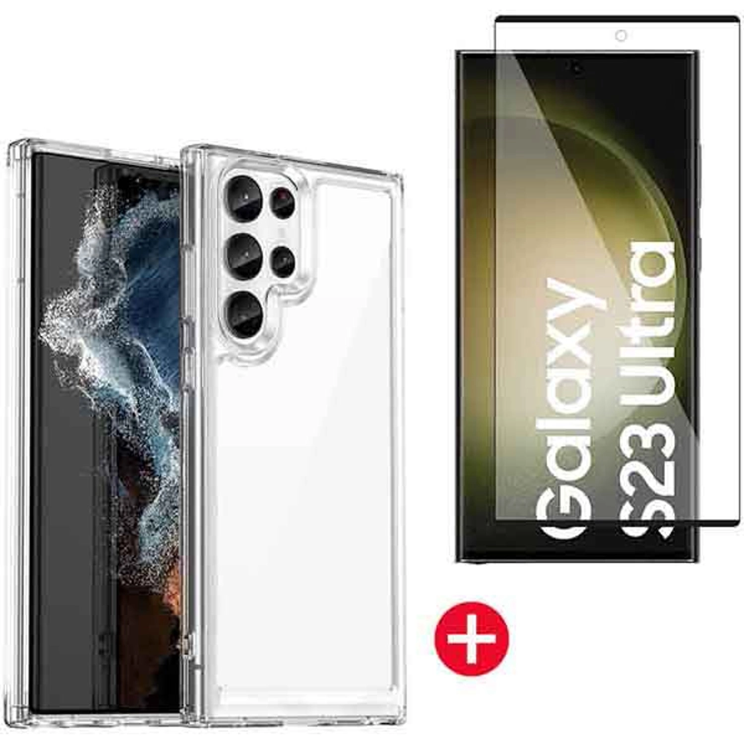 Trands Clear Case With Screen Protector for Galaxy S23 Ultra