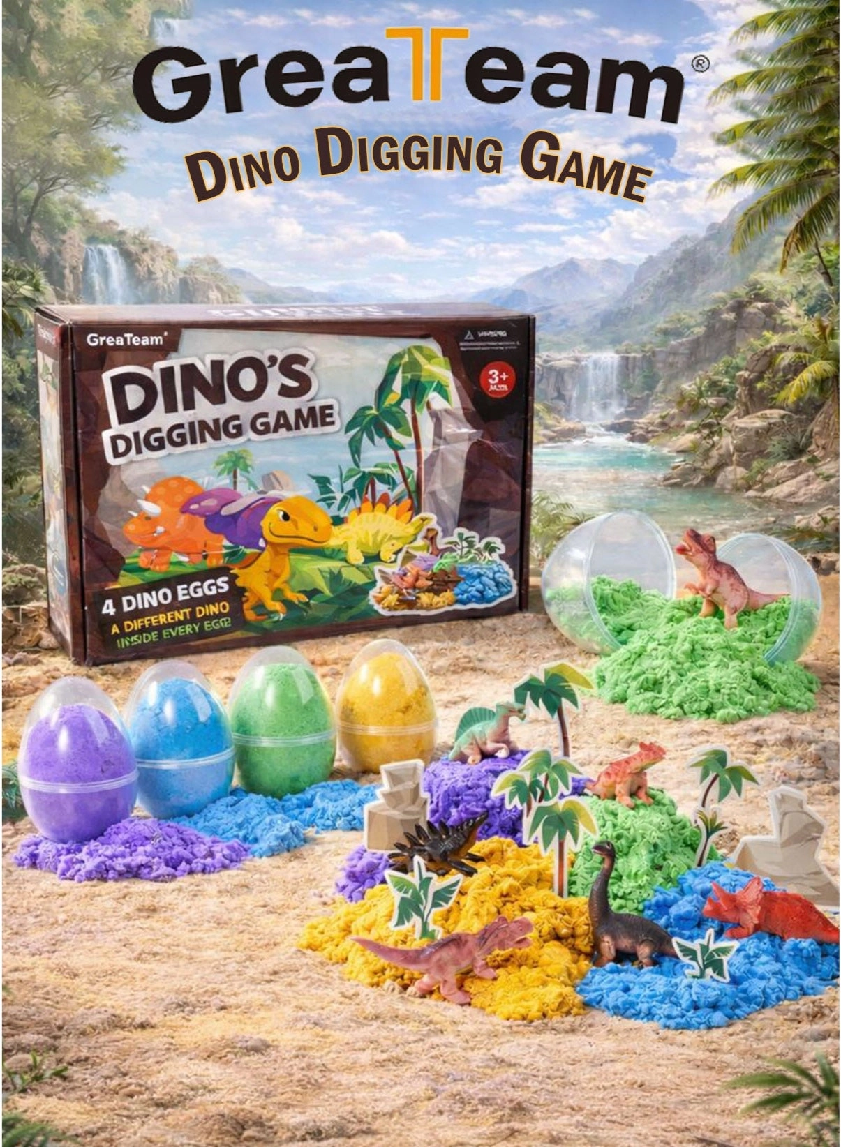 GreaTeam Dino’s Digging Game - 4 Dino Eggs 298–300g