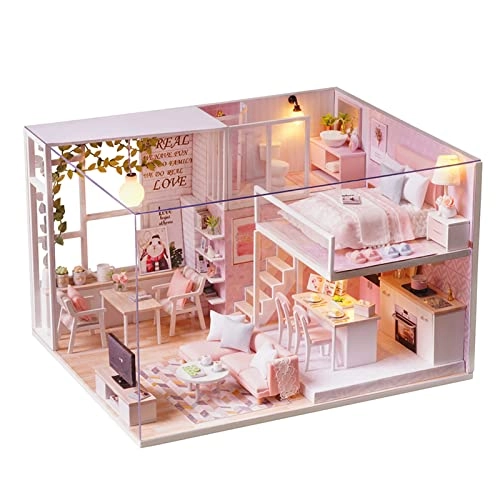 Pinellia Time DIY dollhouse kit - Pink with LED light