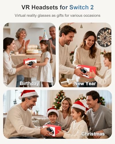 VR Headset for Nintendo Switch 2 - Adjustable HD Lenses Black&White