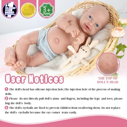 Reborn Baby Doll - 14 inch Silicone Girl Ages 3+