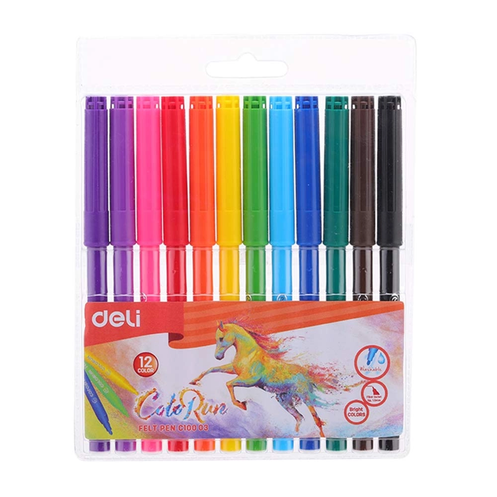 Deli Color Felt Pen - 12 Piece