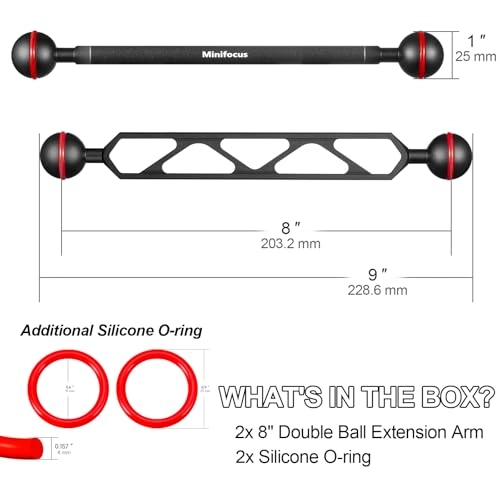Double 1" Ball Arm - 8" 2PCS Aluminum Alloy