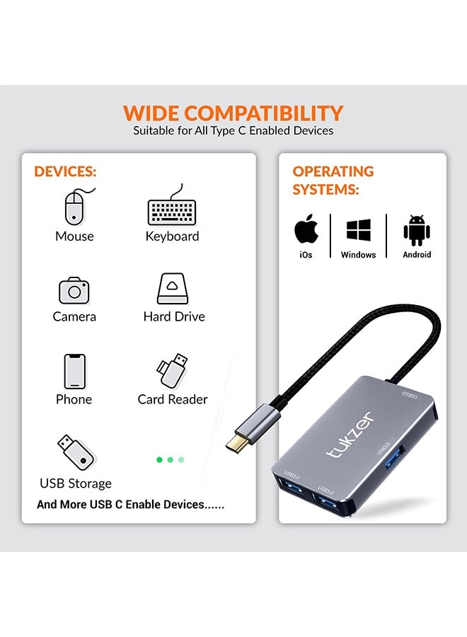 (Renewed) 4-in-1 USB 3.0 Hub - Type C 5Gbps