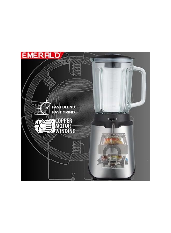 Masterblender Duo - Glass Blender Stainless Steel Dry Grinder Three Speeds with Pulse