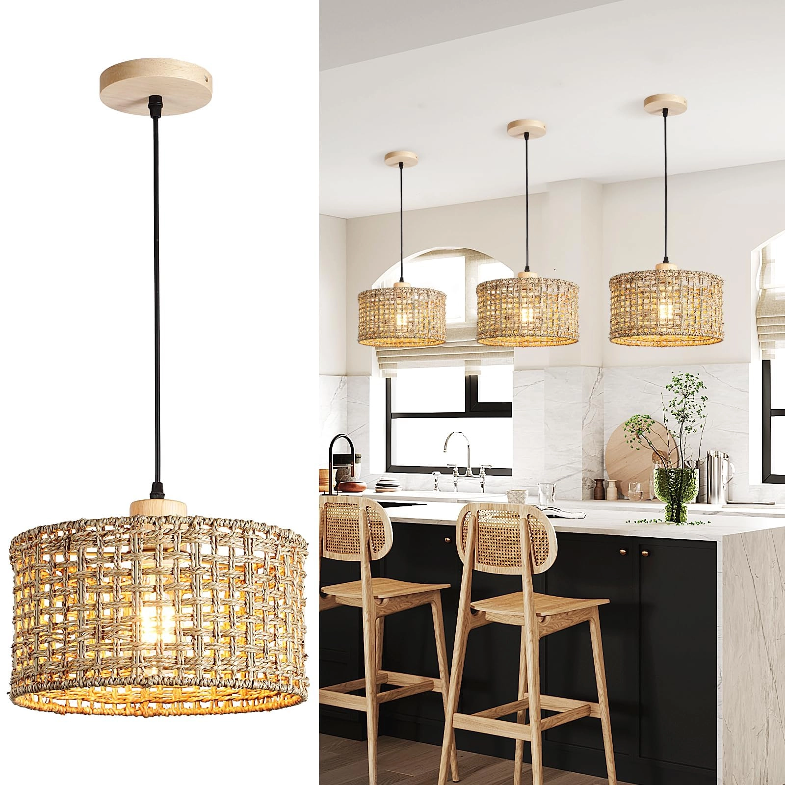 Schindora Rattan Ceiling Lamp