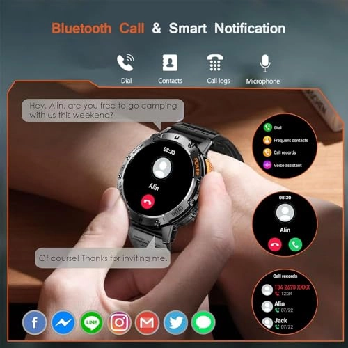 Military Smart Watch - 1.43" Zinc alloy