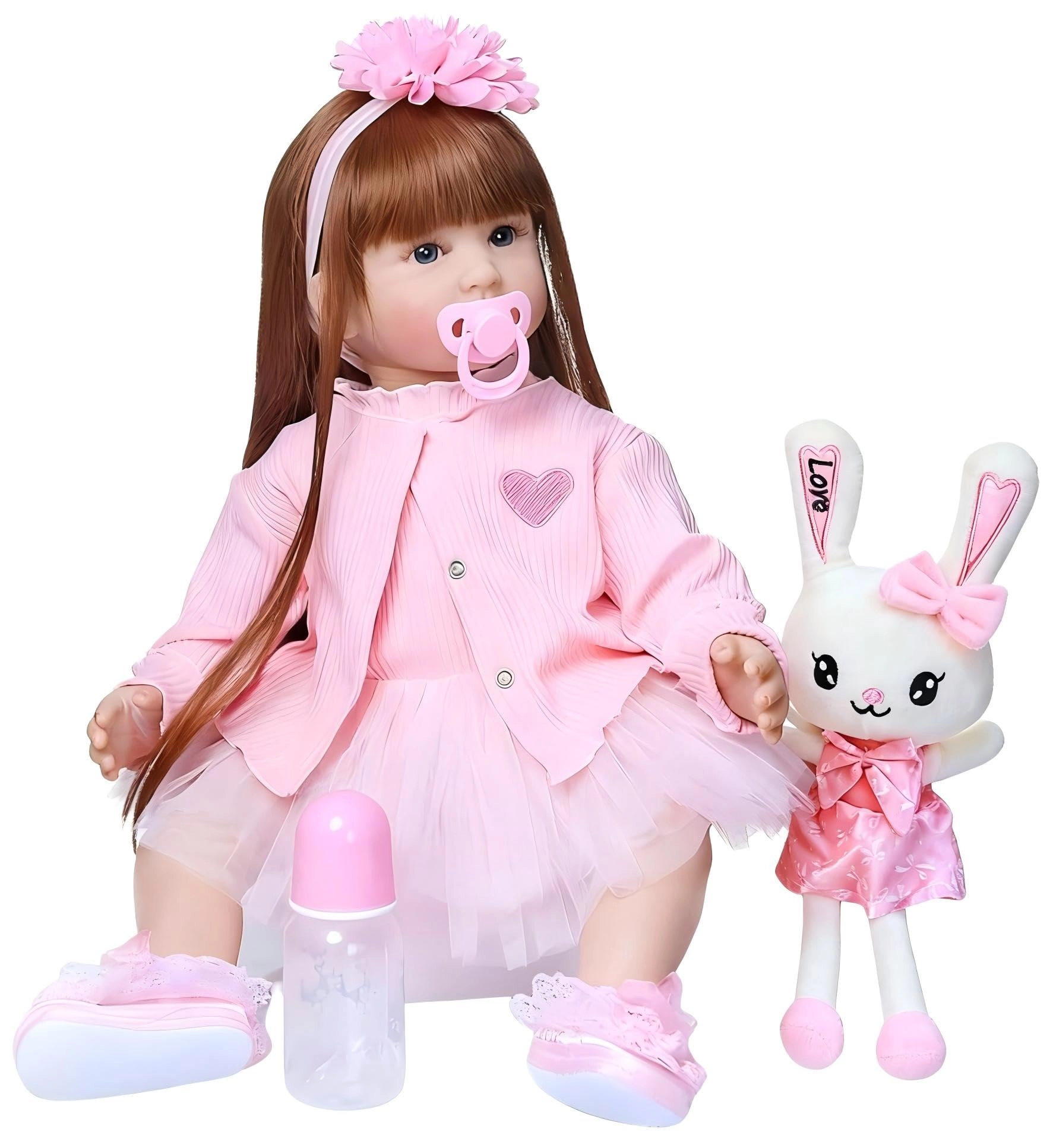 Pinky Reborn Reborn Baby Doll - 24inches 60CM Silicone Vinyl Cloth Ages 3+