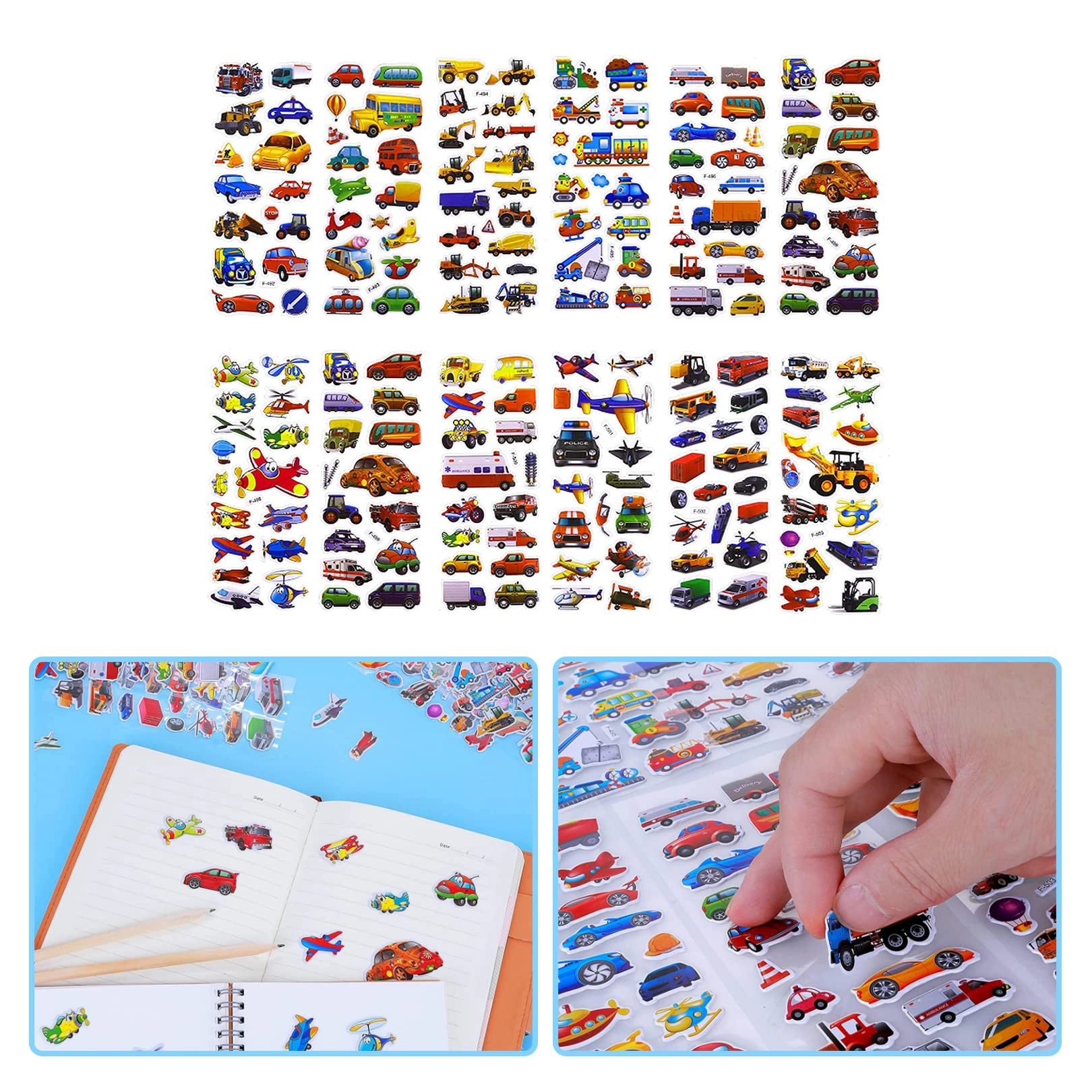 Car Transport Digger Stickers - 12 Sheets