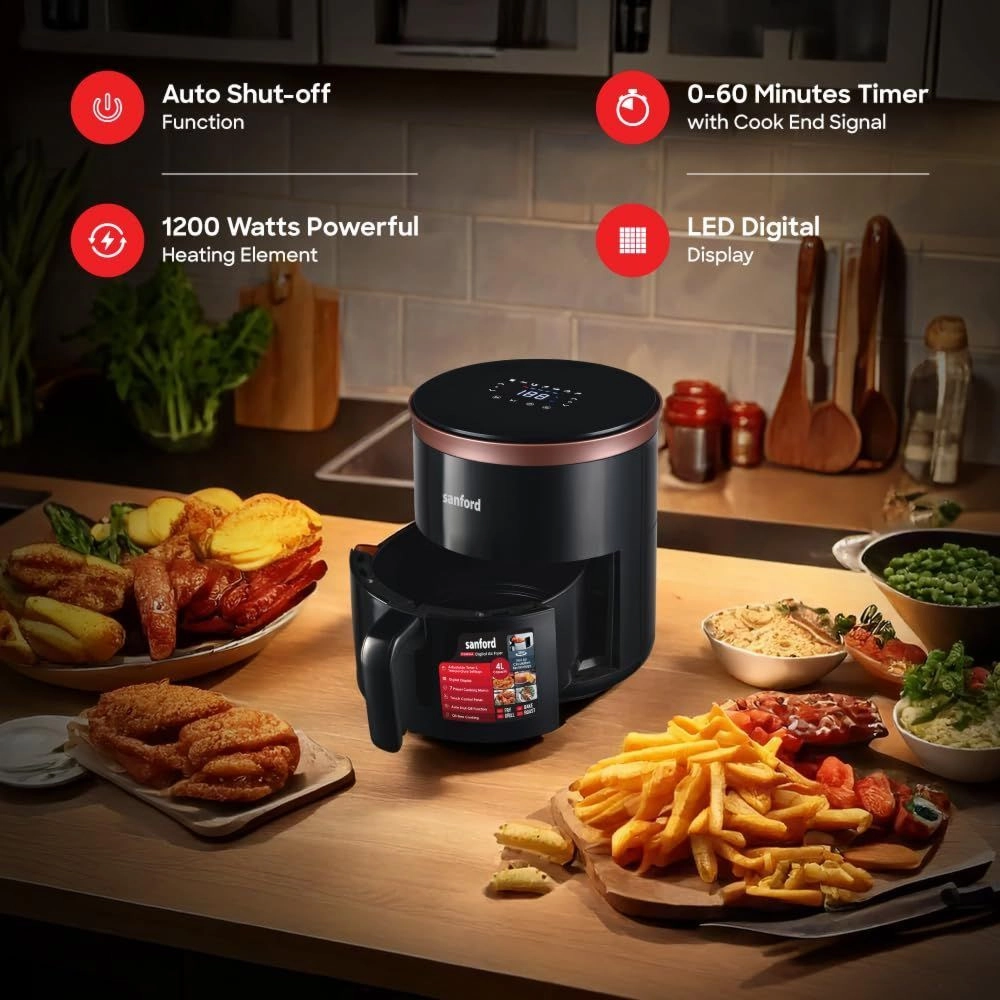 Digital Air Fryer SF2455AF BS - Adjustable Temperature Auto Shut Off Timer
