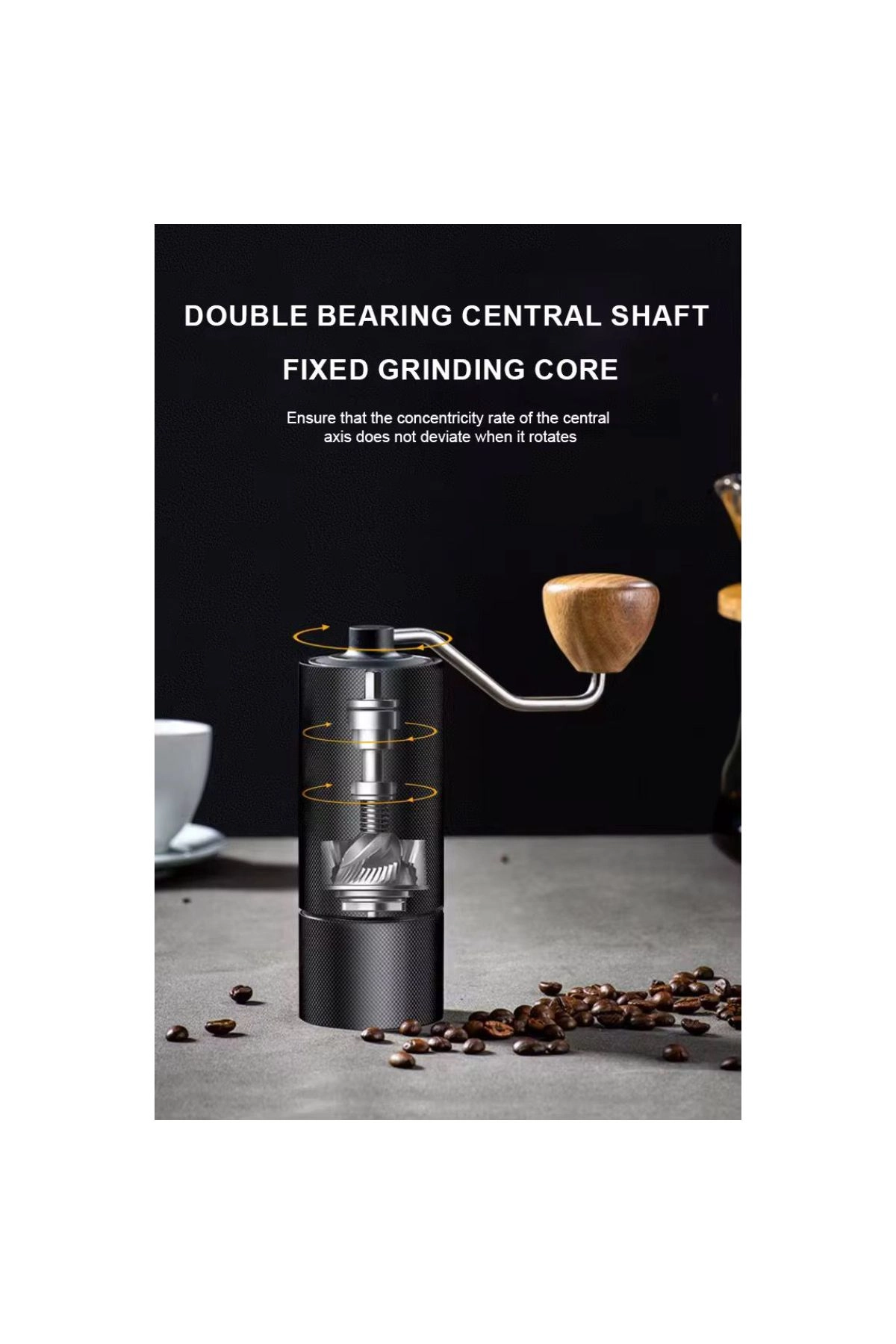 Manual Coffee Grinder - Stainless Steel Burr Al-alloy Body Wood Handle