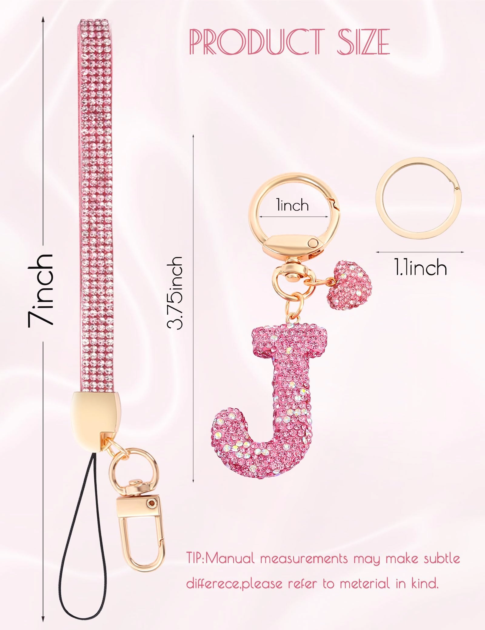 Initial Keychain - L Purple Rhinestone