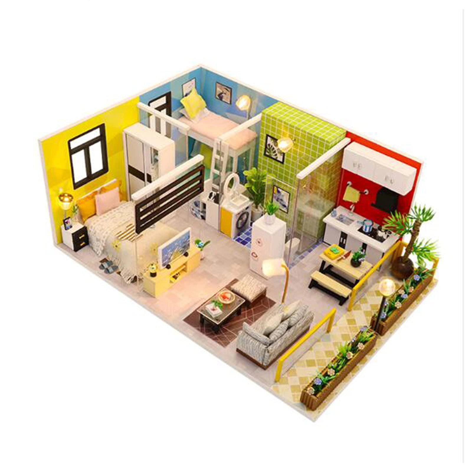 DIY Dollhouse Kit - 30x24.5x27.6 cm LED Light