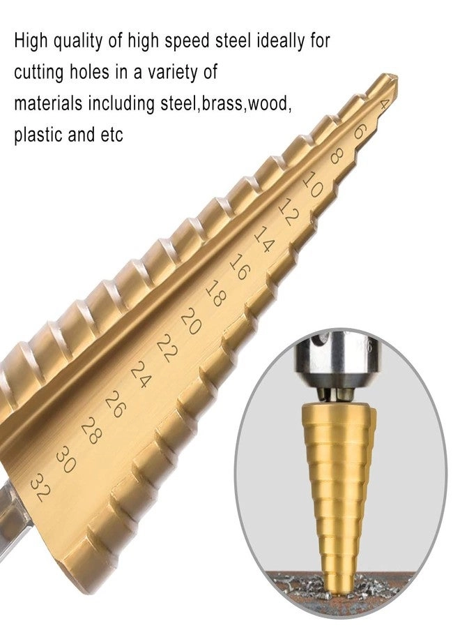 HSS Titanium Step Drill Bits - 3PC 4-12mm 4-20mm 4-32mm