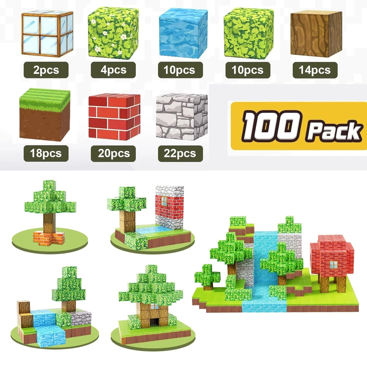 Mini Magnetic Building Blocks - 100 pcs