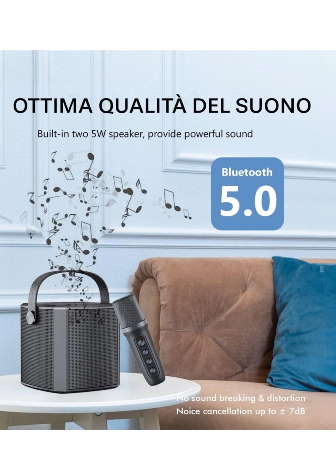 Portable Bluetooth Karaoke Speaker - Rechargeable wireless microphone Type-C charging TF Card support