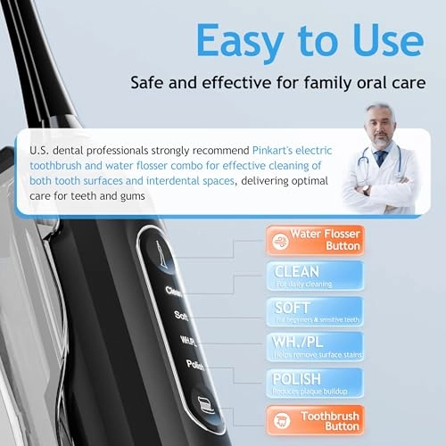 3 in 1 Electric Toothbrush with Water Flosser - 8 Brush Heads 180ML