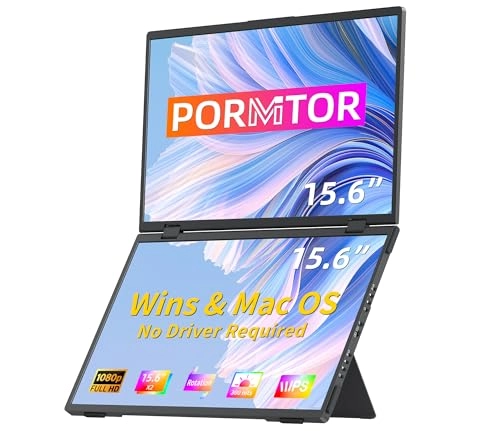 Pornitor Laptop Screen Extender - 15.6" Dual Monitors USB C