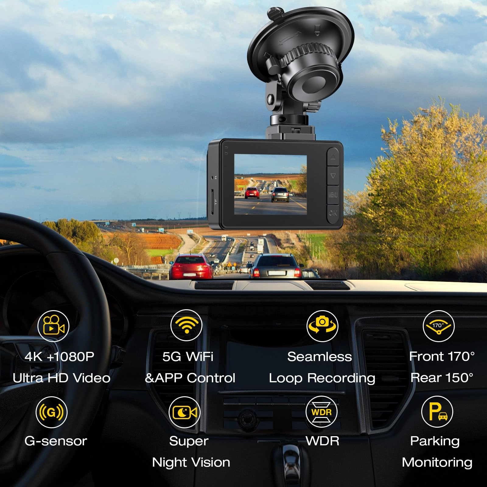 A12 - 4K(30fps) Front Camera + 1080P(25fps) Rear Camera